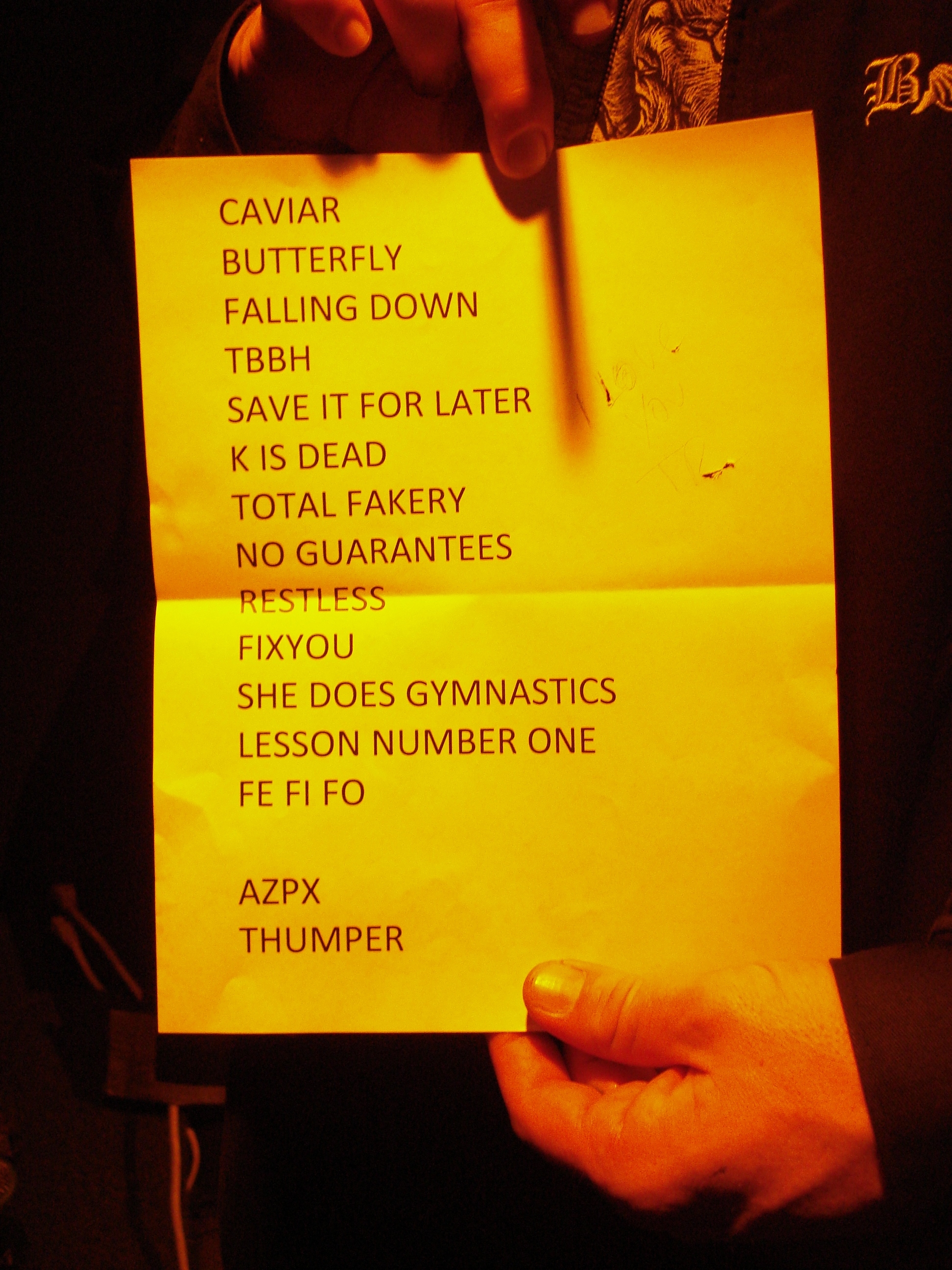 The Father Figures setlist from the show at Rips 1-29-2011